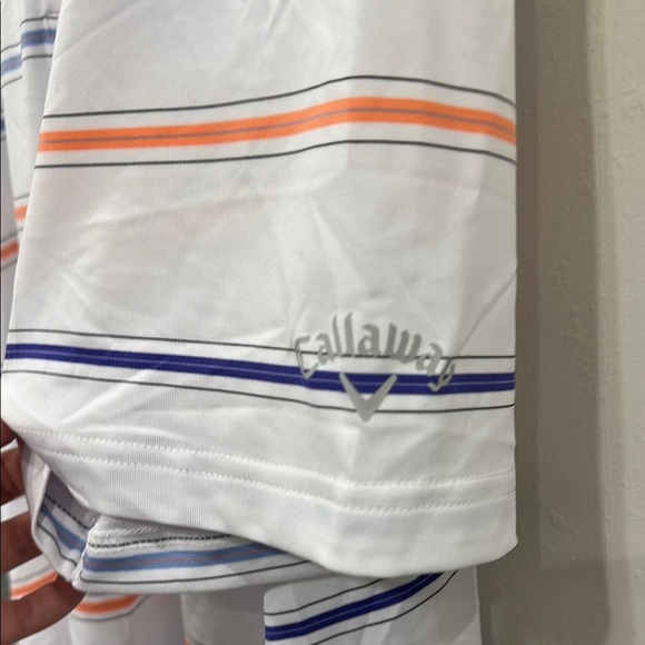 Men's Striped Polo Callaway Shirt - White, Blue, and Orange- size 2X - Picture 4 of 5